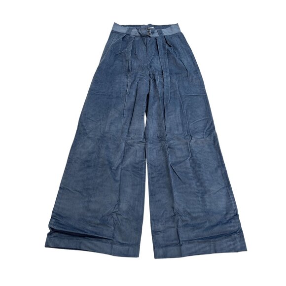 Maria De La Orden Corduroy Wide Leg Pants in Dark Blue